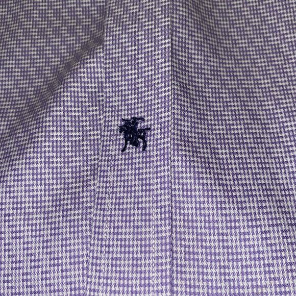 Hart Schaffner Marx Shirt Men's Large Purple Glen Check Cotton Button-Up Classic - Picture 3 of 6